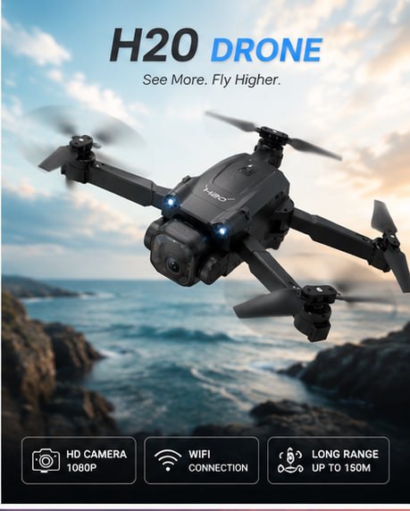 H20 Mini Foldable Aerial Drone with Dual HD Camera thumbnail 2
