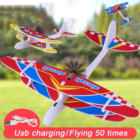 Flying Glider Plane | Hand Throw Motorized Rechargeable RC Airplane Toy thumbnail 5
