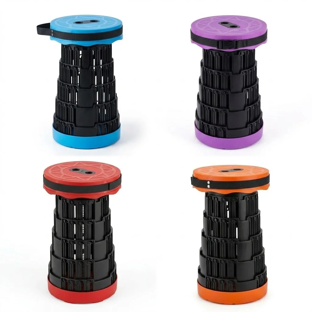 Portable Folding Stool | Telescopic Camping & Fishing Seat, Blue Black