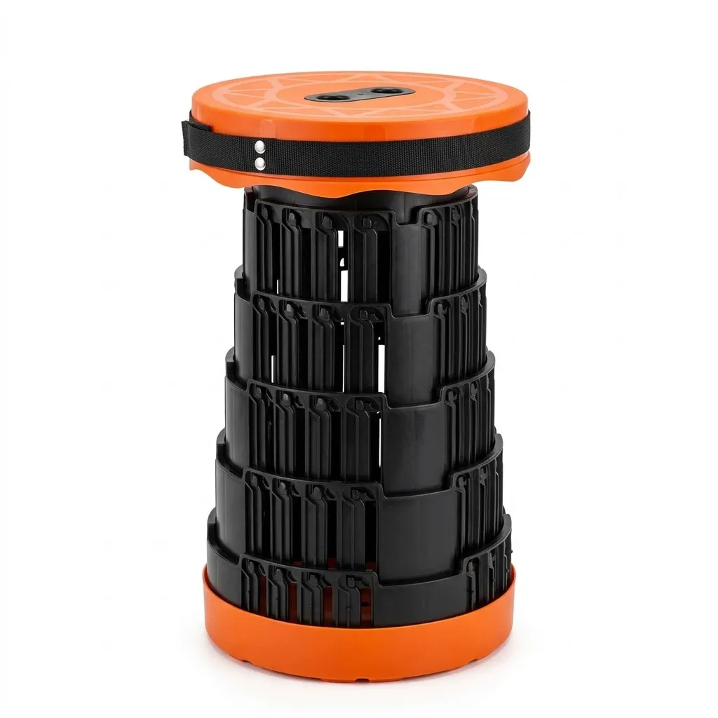 Portable Folding Stool | Telescopic Camping & Fishing Seat, Blue Black thumbnail 3