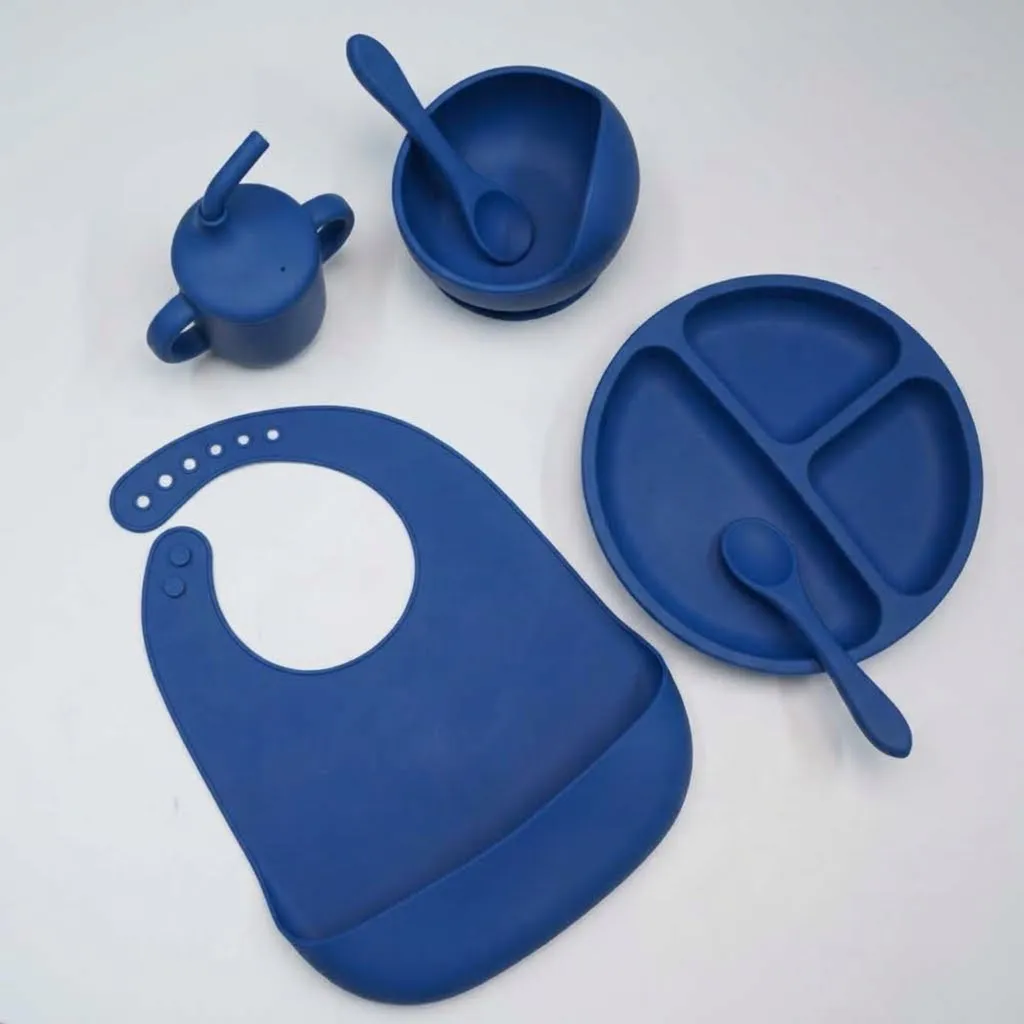 Silicone Baby Feeding Set | Suction Plate, Bowl, Bib, Cup & Spoon, Pink