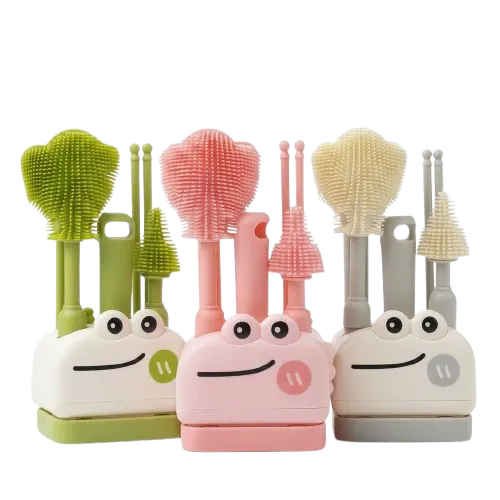 Portable Silicone Baby Bottle Brush Set 